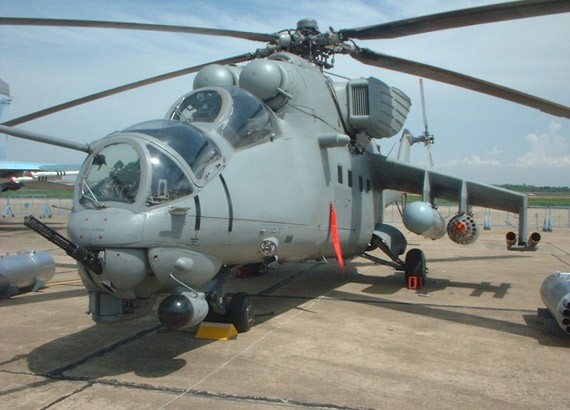 Máy bay trực thăng tấn công Mi-35 của Lực lượng hàng không - Lục quân Ấn Độ.