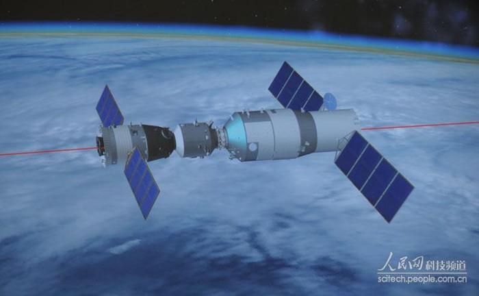 Trạm không gian Thiên Cung 1 và tàu vũ trụ Thần Châu 9 của Trung Quốc tiến hành lắp ghép.