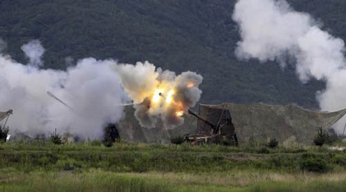 Pháo của Hàn Quốc trong tập trận sát biên giới Triều Tiên