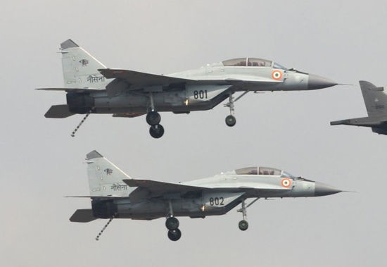 Máy bay huấn luyện chiến đấu MiG-29KUB của Hải quân Ấn Độ.