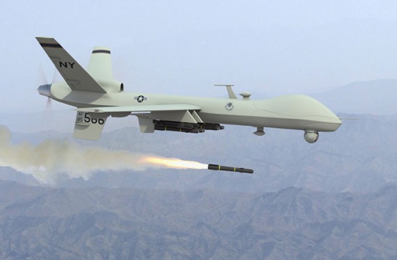 Máy bay tấn công không người lái MQ-9 Reaper Mỹ phóng tên lửa Hellfire