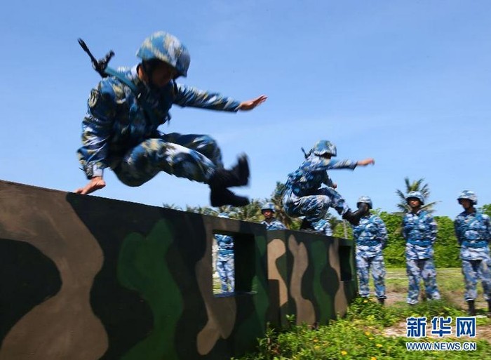 Ngày 16 tháng 5 năm 2013, binh sĩ Hải quân Trung Quốc tổ chức huấn luyện bất hợp pháp ở đảo Phú Lâm, quần đảo Hoàng Sa của Việt Nam (ảnh tư liệu)