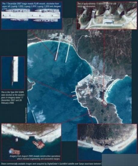 Hình ảnh vệ tinh về tàu ngầm Trung Quốc do vệ tinh Mỹ chụp được