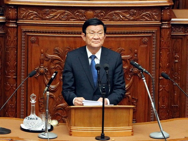 Chủ tịch nước Trương Tấn Sang phát biểu tại Hạ viện Nhật Bản