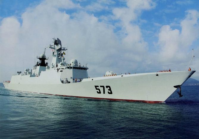 Tàu hộ vệ tên lửa Liễu Châu số hiệu 573 Type 054A biên chế cho Hạm đội Nam Hải, Hải quân Trung Quốc ngày 26 tháng 12 năm 2012 (ảnh tư liệu)