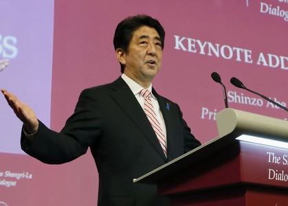 Thủ tướng Nhật Bản Shinzo Abe phát biểu dẫn đề tại Đối thoại Shangri-La tối ngày 30 tháng 5 năm 2014
