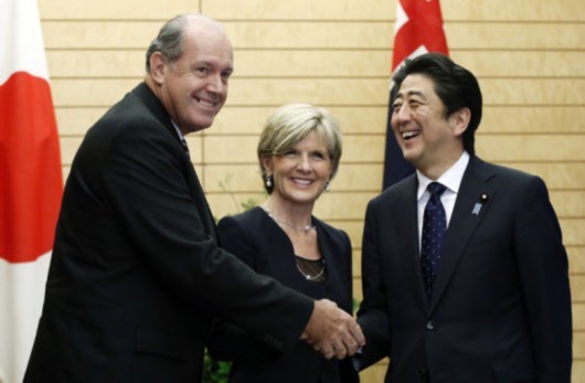 Ngày 11 tháng 6 năm 2014, Thủ tướng Nhật Bản Shinzo Abe tiếp Ngoại trưởng và Bộ trưởng Quốc phòng Australia