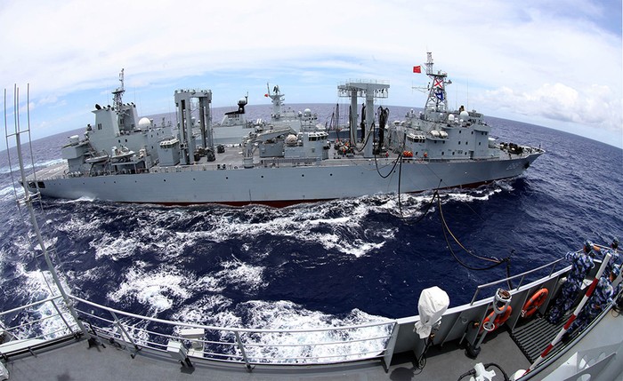 Tàu tiếp tế tổng hợp Thiên Đảo Hồ, Hải quân Trung Quốc thực hiện nhiệm vụ tiếp tế trong diễn tập &quot;Vành đai Thái Bình Dương 2014&quot;