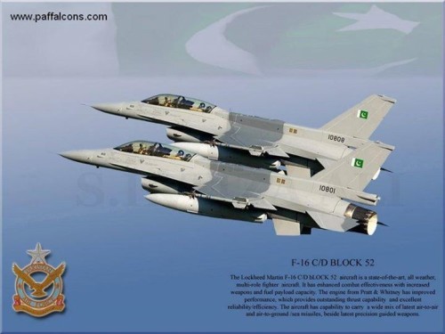 Máy bay chiến đấu F-16 Block52 Không quân Pakistan (nguồn mạng quân sự sina Trung Quốc)
