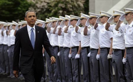 Tổng thống Mỹ Barack Obama đến trường quân sự West Point dự lễ tốt nghiệp năm 2014 (ảnh tư liệu)
