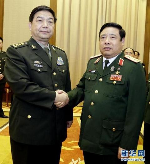 Ngày 17 tháng 10 năm 2014, Bộ trưởng Quốc phòng Phùng Quang Thanh hội đàm với người đồng cấp Trung Quốc (nguồn Tân Hoa xã)
