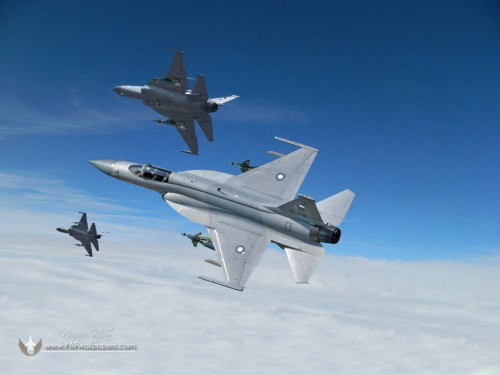 Trung Quốc tìm mọi cách xuất khẩu vũ khí để kiếm tiền. Trong hình là máy bay chiến đấu JF-17 Thunder do Trung Quốc-Pakistan hợp tác nghiên cứu chế tạo