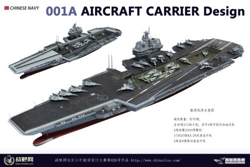 Ý tưởng tàu sân bay nội địa Type 001A Trung Quốc (nguồn Chinaiiss.com, TQ)
