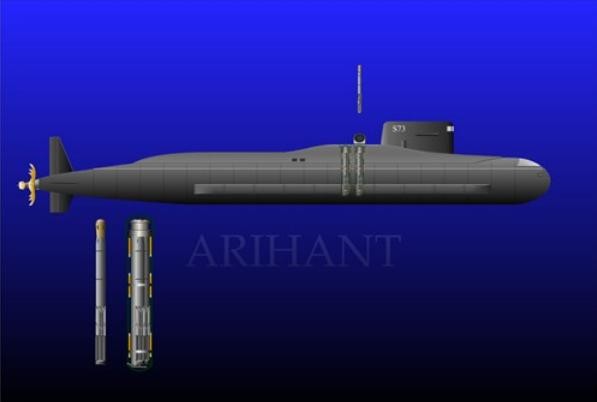 Hình ảnh mô tả tàu ngầm hạt nhân Arihant Ấn Độ trên tờ Quan sát, TQ