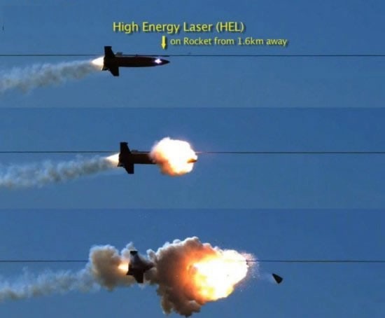 Vũ khí laser năng lượng cao của Quân đội Mỹ tiêu diệt đạn tên lửa (nguồn Thời báo Hoàn Cầu, TQ)