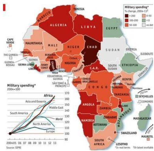Chi tiêu quân sự của châu Phi minh họa trên tờ &quot;The Economist&quot; Anh