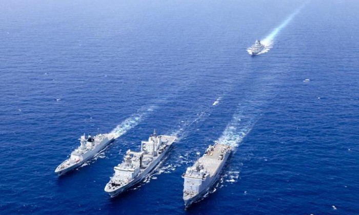 Biên đội hộ tống tốp thứ 16 Trung Quốc tập trận chống cướp biển với biên đội 465 của EU