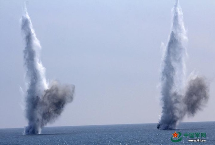 Ngày 18 tháng 3 năm 2014, Hạm đội Nam Hải, Hải quân Trung Quốc tiến hành tập trận đối kháng tàu ngầm (ảnh tư liệu)
