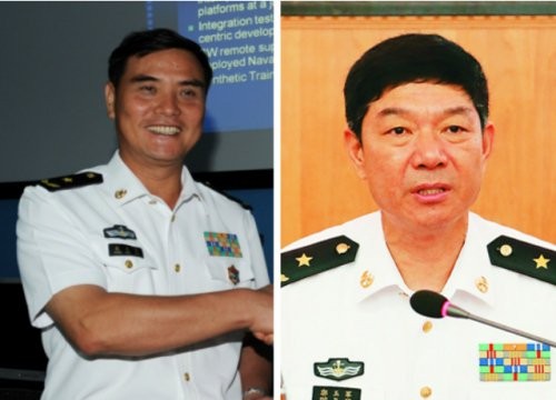 Phó Tư lệnh Trương Văn Đán (trái) và Tham mưu trưởng Quách Ngọc Quân của Hạm đội Nam Hải, Hải quân Trung Quốc