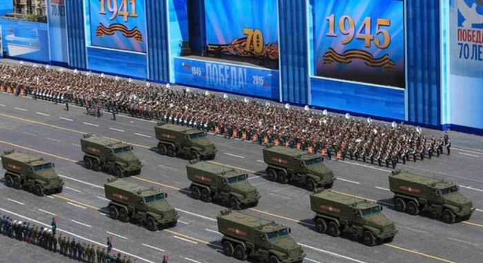 Lễ duyệt binh tổ chức ở Quảng trường Đỏ Nga ngày 9 tháng 5 năm 2015.