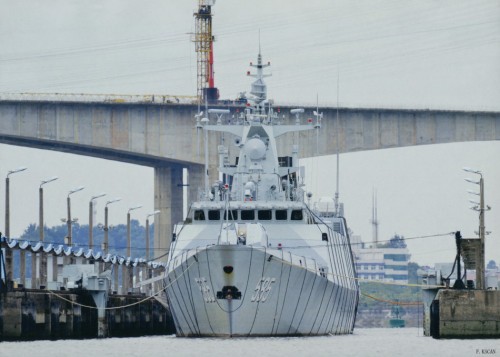 Tàu hộ vệ hạng nhẹ Bách Sắc số hiệu 585 Type 056A của Hạm đội Nam Hải, Hải quân Trung Quốc (nguồn mạng sina)