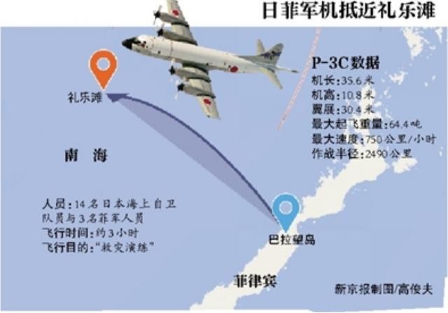 Ngày 23 tháng 6 năm 2015, máy bay quân sự Nhật Bản và Philippines tiến hành diễn tập tìm kiếm cứu nạn ở gần bãi Cỏ Rong trên Biển Đông (hình ảnh minh họa trên tờ &quot;Tin tức Tham khảo&quot; Trung Quốc)