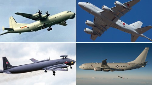 Máy bay tuần tra săn ngầm của Trung Quốc, Nga, Nhật Bản và Mỹ (nguồn mạng sina Trung Quốc)