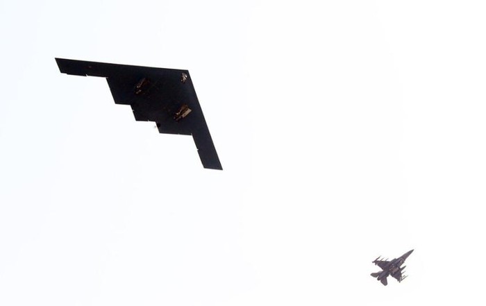 Ngày 28 tháng 3 năm 2013, máy bay ném bom chiến lược B-2 Mỹ diễn tập tấn công ở Hàn Quốc (ảnh tư liệu)