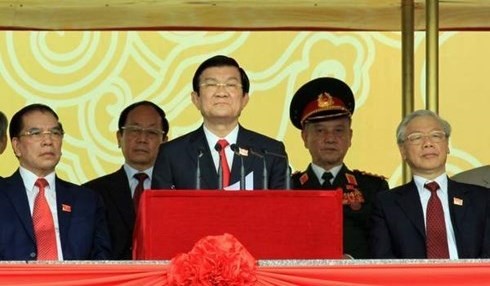 Chủ tịch nước Trương Tấn Sang phát biểu tại Quảng trường Ba Đình, Hà Nội ngày 2 tháng 9 năm 2015