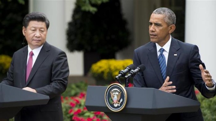 Tổng thống Mỹ Barack Obama và người đồng cấp Trung Quốc - Tập Cận Bình tại cuộc họp báo sau hội đàm ngày 25 tháng 9 năm 2015.