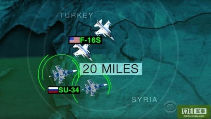 Máy bay chiến đấu của Nga và Mỹ nhiều lần tiếp xúc cự ly gần ở bầu trời Syria (nguồn mạng sina Trung Quốc)