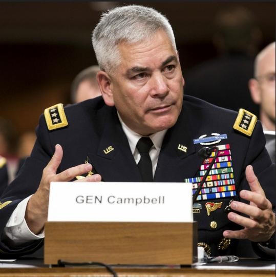 Ngày 6 tháng 10, tại phiên điều trần ở Quốc hội, Tư lệnh quân Mỹ ở Afghanistan John Campbell cho biết, ông đã kiến nghị với Tổng thống Mỹ Barack Obama, điều chỉnh kế hoạch rút quân của Quân đội Mỹ.