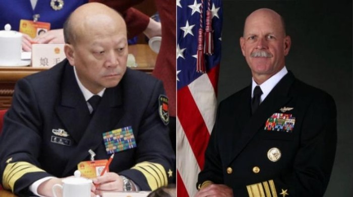 Tư lệnh Hải quân Trung Quốc Ngô Thắng Lợi và Tư lệnh Hạm đội Thái Bình Dương Mỹ Scott Swift (ảnh minh họa)