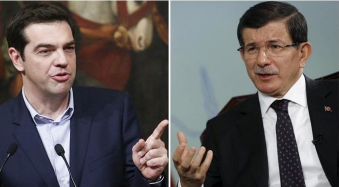 Thủ tướng Hy Lạp Alexis Tsipras và Thủ tướng Thổ Nhĩ Kỳ Ahmet Davutoglu