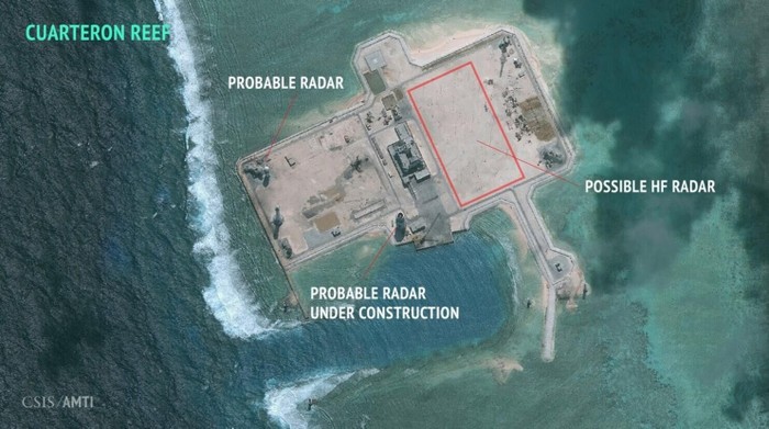 Hình ảnh vệ tinh cho thấy, Trung Quốc sắp hoàn thành xây dựng bất hợp pháp radar cao tần ở đá Châu Viên thuộc quần đảo Trường Sa của Việt Nam