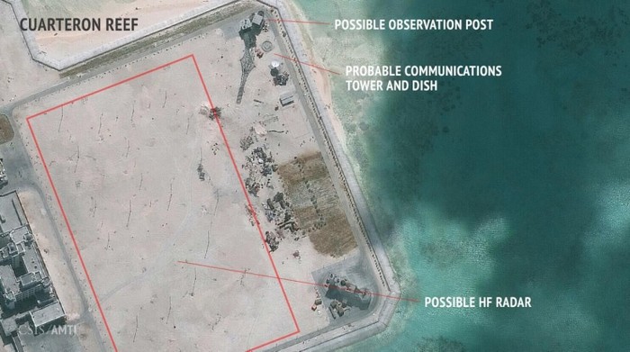 Hình ảnh vệ tinh cho thấy, Trung Quốc sắp hoàn thành xây dựng bất hợp pháp radar cao tần ở đá Châu Viên thuộc quần đảo Trường Sa của Việt Nam