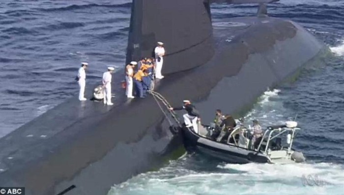 Tàu ngầm thông thường Hakuryu lớp Soryu công nghệ AIP của Lực lượng Phòng vệ Biển Nhật Bản đến căn cứ hải quân Kuttabul ở Sydney, Australia ngày 15/4/2016. Nguồn ảnh: Newsusauk