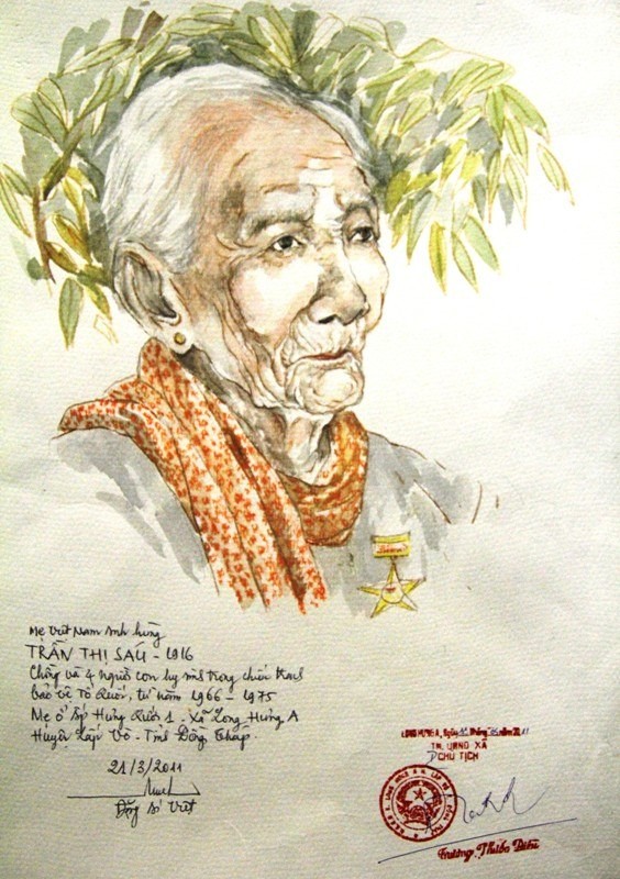 Mẹ Trần Thị Sáu, sinh năm 1916 có 4 con hy sinh từ năm 1966-1975. Mẹ hiện ở Ấp Hưng Quới 1, xã Long Hưng A, huyện Lấp Vò, tỉnh Đồng Tháp.