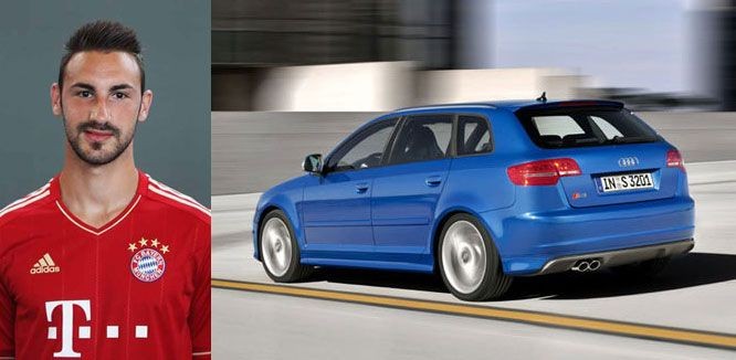 Hậu vệ Diego Contento sở hữu chiếc Audi RS3 thể thao màu xanh ngọc