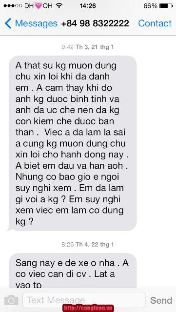 Tin nhắn được cho là của chồng cũ gửi Diễm Hương