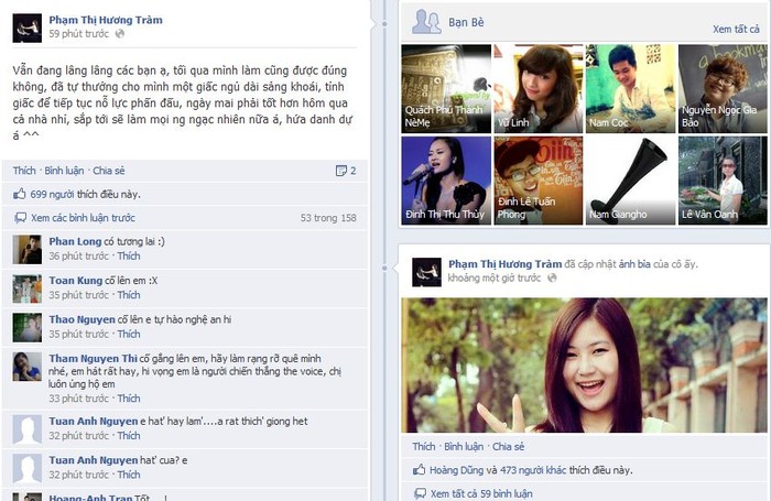 Lời chia sẻ dễ thương của Hương Tràm trên Facebook.
