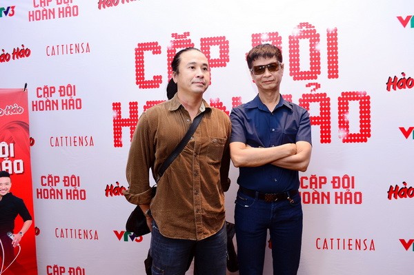 Lê Hoàng và Lê Minh Sơn tại buổi họp báo Cặp đôi hoàn hảo 2013.