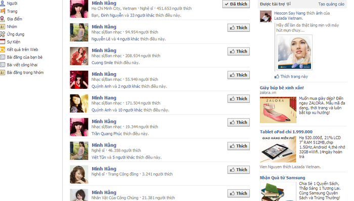 Ca sĩ Minh Hằng cũng sở hữu tới 13 Facebook?