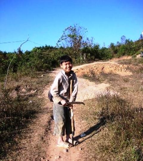 Một em học sinh học lớp 3 người Dao, sáng đi học chiều phải vào rừng đào củ giúp gia đình (Lạng Sơn)