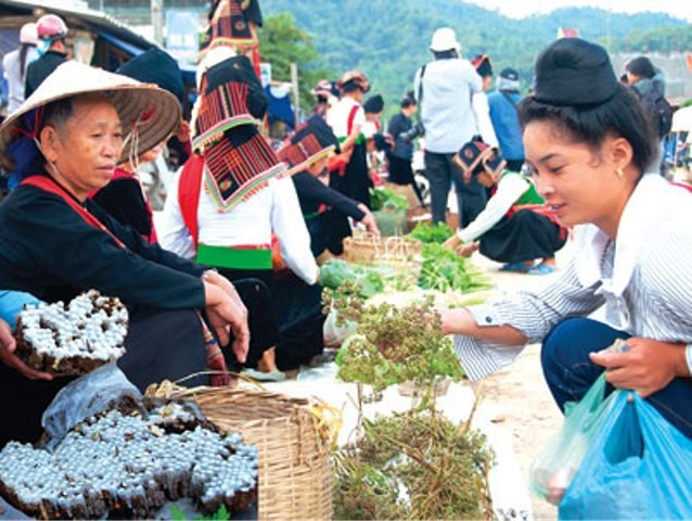 Những chùm mắc khén xanh (giống hạt tiêu xanh của người Kinh) là loại gia vị đặc biệt của đồng bào dân tộc được bán tại các phiên chợ vùng cao
