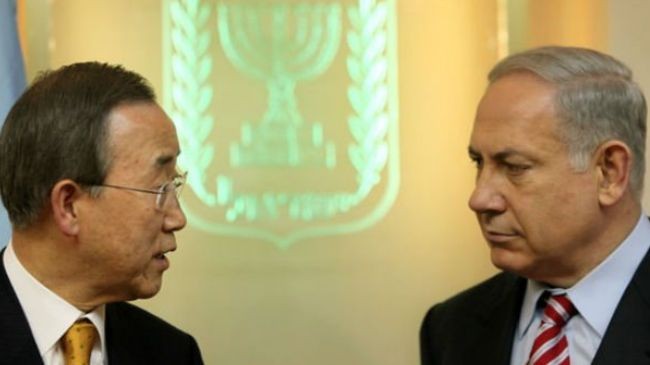 Tổng Thư ký Liên Hợp Quốc Ban Ki Moon và Thủ tướng Israel Netanyahu