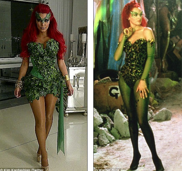 Bộ đồ của cô Kim siêu vòng 3 khá giống với Uma Thurman từng mặc trong phim Batman and Robin