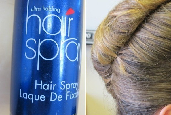 Bước 10: Dùng keo xịt giữ nếp tóc xịt đều lên trên mái tóc của bạn để cố định tóc.