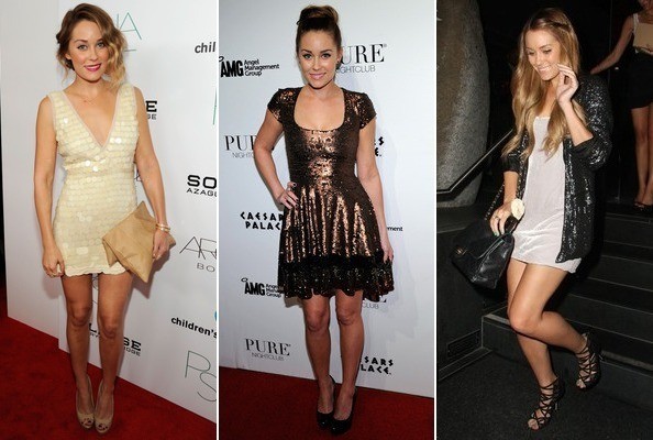 Lauren Conrad cũng rất yêu thích những bộ váy ngắn có chất liệu ánh kim để cô nàng nổi bật hơn tại các bữa tiệc.