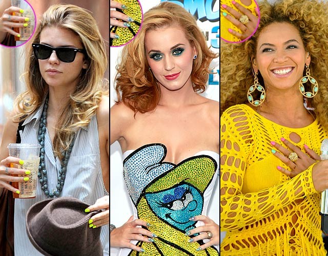 AnnaLynne McCord, Katy Perry, Beyonce là những ngôi sao chạy theo xu hướng sơn móng tay những gam màu cực "chóe" trong năm 2011.